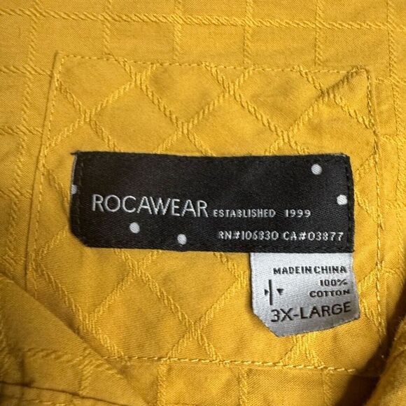 Rocawear Yellow Button Shirt Mens 3XL Long Sleeve Button  Shirt Hip Hop Skater - Picture 5 of 12